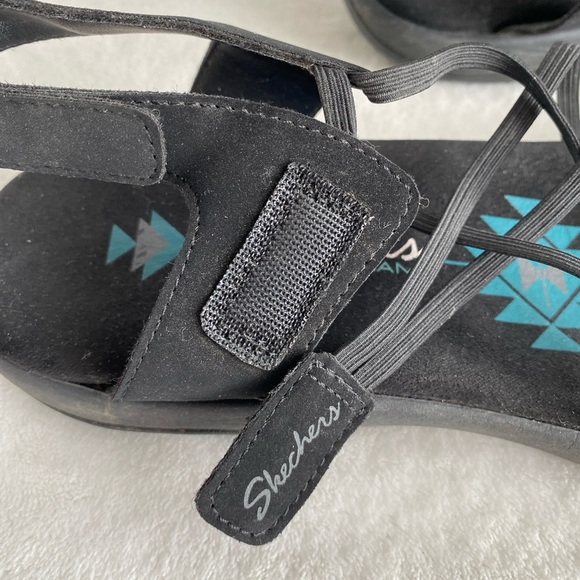 Skechers Womens Reggae Slim Takes Two Black Sandals 10 Memory Foam Stretch Gorpe - Picture 5 of 9